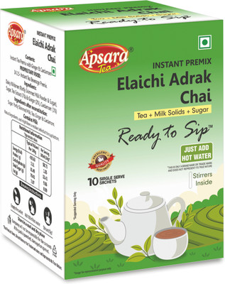 APSARA Instant Premix Ready to Sip Ginger Cardamom Tea (Elaichi Adrak Chai) -20 Sachets Cardamom, Ginger Instant Tea Box(20 x 14 g)
