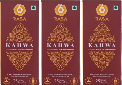 6rasa Kahwa Daily Detox Green Tea Bags|Cleanse & Detox (2.5 g Each,25 Tea Bags)-3 Pack Citrus Herbal Tea Bags Box(3 x 25 Bags)