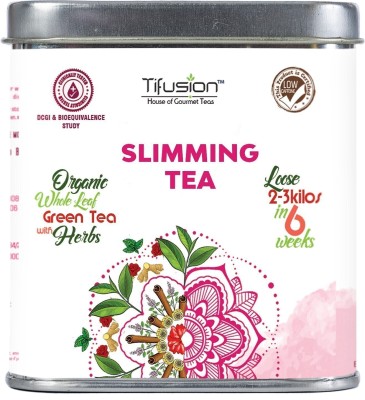 Tifusion Slimming Healthy Green Tea 100gms (50 Cups) | Wellness | Slim Tea For Weight Loss | Detox Tea For Weight Loss Tulsi, Mulethi, Cinnamon, Ginger, Peppermint Green Tea Tin(100 g)