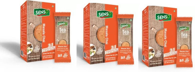 Senso Instant Masala Tea Premix - Cardamom Elaichi | 1 Min Chai Assam Tea 10 Sachets Spices Tea Box(3 x 10 Sachets)