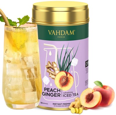 Vahdam Peach Ginger Instant Premix 60 Servings Ginger Iced Tea Tin(150 g)