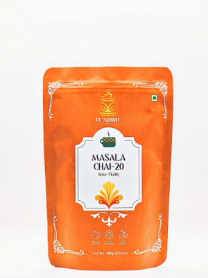 TEAQURE Masala Chai | Spiced Tea with 20 Natural Ingredients Cardamom, Black Pepper, Cinnamon, Cloves, Fennel, Tulsi, Spices Masala Tea Pouch(100 g)