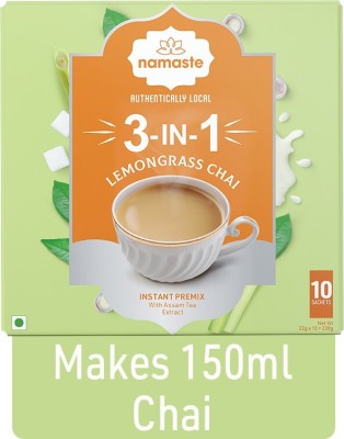 Namaste Chai Instant Tea Premix Assam Lemongrass Ready Mix Powder | 22g x 10 Sachets Lemon Grass Tea Box(220 g)