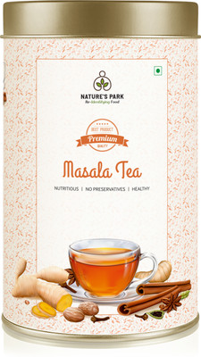 Nature's Park Masala Tea - Cardamom, Black Pepper, Dried Ginger, Cinnamon, Cloves & Black Tea (CTC) - Impeccably Blended - The Indian Masala Chai Spices Masala Tea Tin(100 g)