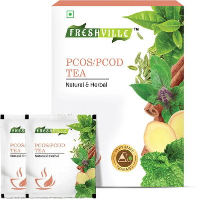 freshville PCOS PCOD Brew Regularizes period cycle and Balances Hormones Green Tea Bags Box(15 Bags)