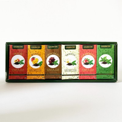 Golden Tips Flavoured Peach, Mango, Chocolate, Vanilla, Strawberry, Mint Green Tea Box(150 g)