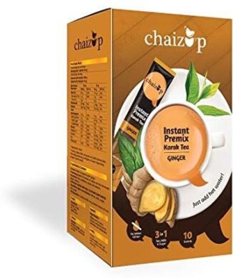 chaizup Ginger Premix Tea - 10 Sachets Karak Ready to Drink Chai with Ginger Assam Tea Ginger Instant Tea Box(140 g)