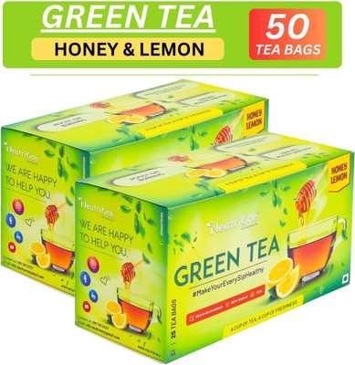 NeutriOne Honey Lemon Tea for Weight Loss & Detox | Vitamin C Rich with Premium Tea Leaves Honey, Lemon Green Tea Bags Box(2 x 25 Bags)