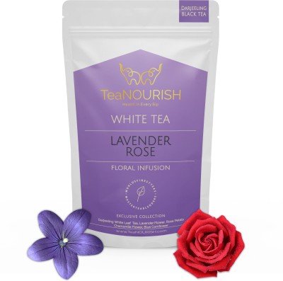 TeaNOURISH Darjeeling Lavender Rose White Tea |Silver Needles White Loose Leaf Tea - 50g White Tea Pouch(50 g)