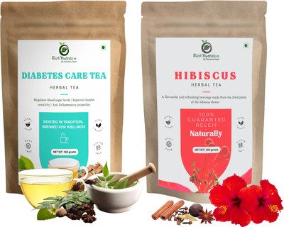 RichNutrition Hibiscus Tea & Diabetes Care Tea Combo Unflavoured Herbal Tea Pouch(2 x 100 g)