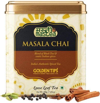 Golden Tips Refreshing Indian Black Pepper, Cardamom, Ginger, Cloves, Cinnamon Masala Tea Tin(200 g)