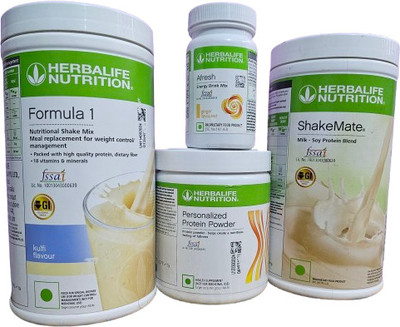 HERBALIFE F1 KULFI &PROTEIN 200GM & ENERGY DRINK GINGER & SHAKEMATE 500GM Green Tea Box(4 x 0.31 kg)