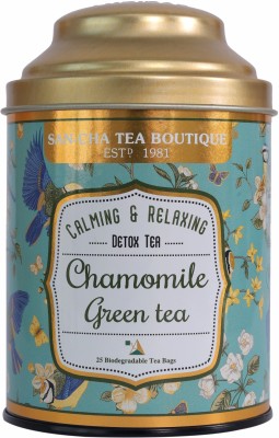 SANCHA Chamomile Green Tea Bags,Tea for Stress Relief & Good Sleep, Pure Chamomile Green Tea Bags Tin(25 Bags)