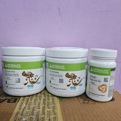 Herbalife Nutrition HERBALIFE DINOSHAKE CHOCOLATE FLOVER 2 AND LEMON AFRESH ENERGY DRINK Energy Drink(3x150 ml, CHOCOLATE Flavored)