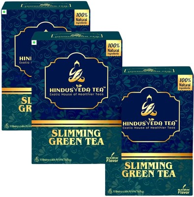 HINDUSVEDA TEA Slimming tea 30 pyramid tea bags | Weight Loss green tea | Slimming Green Tea Herbal Infusion Tea Box(3 x 10 Bags)