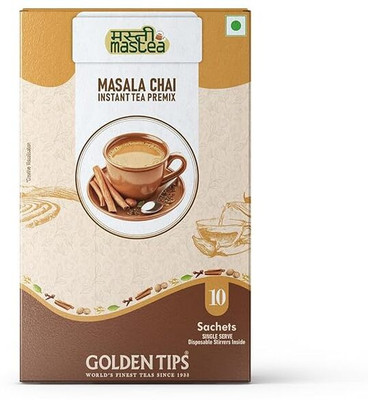 Golden Tips All-in-1 Instant Premix Masala Chai 14g Per Serve,Quick & Easy To Make,10 Sachet Spices Black Tea Box(140 g)