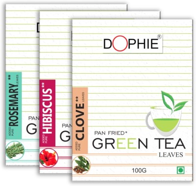 dophie Green tea Leaves for Weight loss[COMBO-PACK-3]Clove leaves Green tea -1,Hibiscus Green Tea-1,Rosemary Green tea -1, For Immunity Booster, Weight loss and Overall Health(100g each) Cloves, Hibiscus, Herbs Green Tea Box(3 x 100 g)