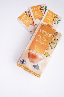 Love organic Lemon ginger green tea Herbal Tea Bags Box(20 Bags)