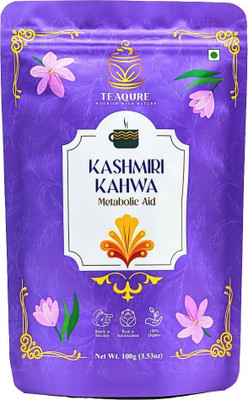 TEAQURE Kashmiri Kahwa Green Tea | Assam Green Tea with Almonds, Cinnamon, Clove & Spics Almond, Cinnamon, Ginger, Cinnamon, Cloves, Cardamom Green Tea Pouch(100 g)