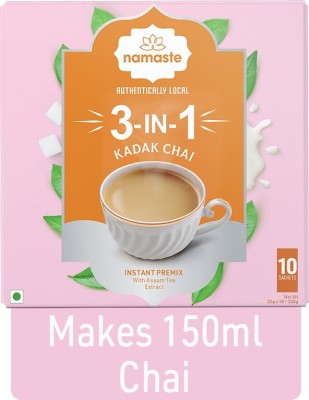 Namaste Chai Instant Tea Premix Assam Kadak Chai Ready Mix Powder | 22g x 10 Sachets Ginger Tea Box(220 g)