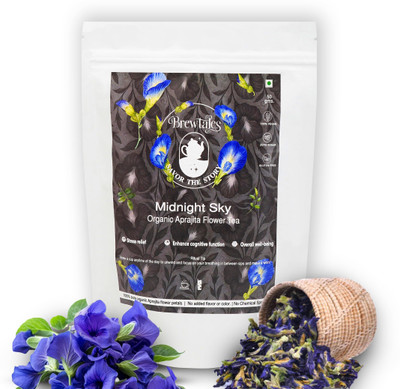 BREWTALES Midnight Sky Butterfly Pea Organic Flower Loose Tea Herbal Infusion Tea Pouch(50 g)