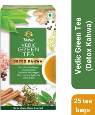 Dabur Vedic Green Tea, Detox Kahwa Herbs Green Tea Bags Box(25 Sachets)