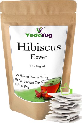 VY VedaYug Hibiscus Tea Bags 40 | Hibiscus Flowers in Tea Bags | Caffeine Free Hibiscus Herbal Tea Bags Pouch(40 Bags)