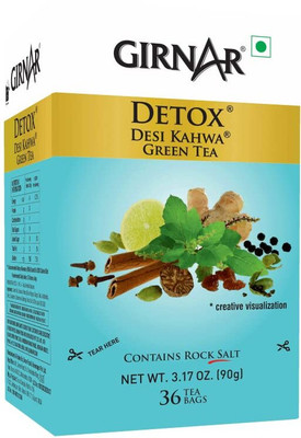 Girnar Food Beverages Detox Green Tea Desi Kahwa Cardamom, Ginger, Cinnamon Green Tea Bags Box(90.1 g)