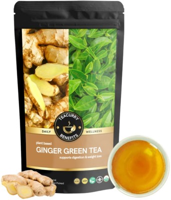 TEACURRY Ginger Green Tea - 100 Gms Loose Tea | Helps in Osteoarthritis, Indigestion, Sugar Levels Ginger Green Tea Pouch(100 g)