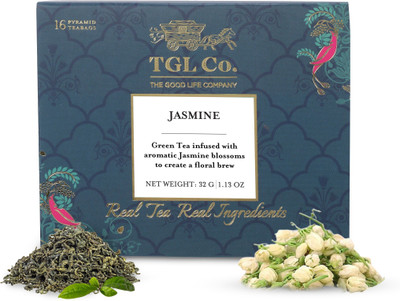TGL Co. Jasmine Green Tea (16 Tea Bags) Herbs Jasmine Tea Box(32 g)