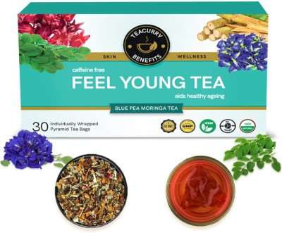 TEACURRY Anti Ageing Tea | 30 TeaBags, 60 Cups |For Skin Glow, Hair Care & Premature Ageing | Anti Oxidant Rich to Reduce Wrinkles Hibiscus Herbal Tea Bags Pouch(30 Bags)