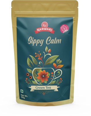 Kanwari Sippy Calm Green Tea 100 gm Flavoured Loose Leaf Tea Tulsi, Ginger Green Tea Pouch(100 g)