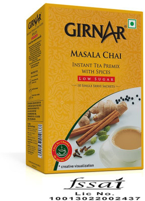 Girnar Premix Low Sugar masala chai 10TB P2 Instant Tea Box(2 x 10 Sachets)