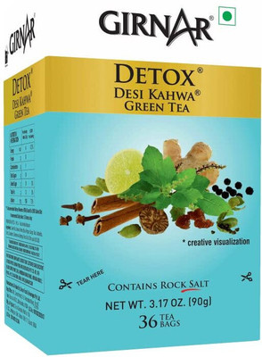 Girnar Food Beverages Detox Green Tea Desi Kahwa Cardamom, Ginger, Cinnamon Green Tea Bags Box(90.2 g)