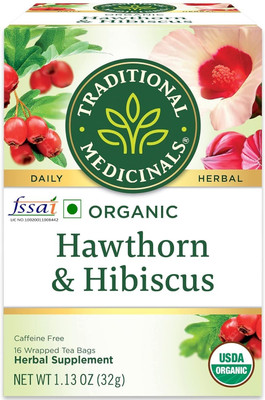 Traditional Medicinals Organic Hawthorn with Hibiscus Tea (Formerly Heart Tea), 16 Tea Bags Hibiscus Herbal Tea Bags Box(32 g)