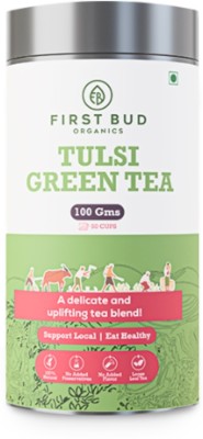 First Bud Organics Tulsi Green Tea Green Tea Loose Leaves with Rama Tulsi and Shyama Tulsi Green Tea Box(100 g)