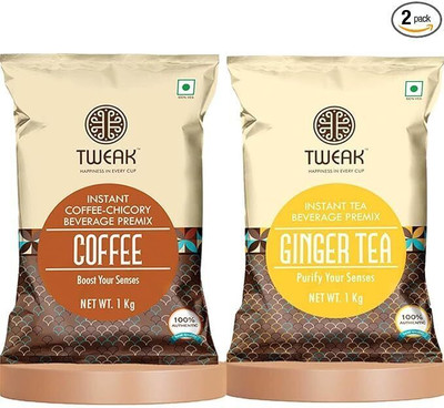 Tweak Instant Ginger Premix & Coffee Premix 1kg Each | Combo Pack Instant Tea Pouch(2 x 1 kg)