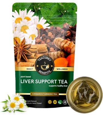 TEACURRY Liver Support Tea (200 Grams) - For Liver Cleanse & Liver Detox | Peppermint, Cinnamon, Cloves, Turmeric, Fennel Herbal Tea Pouch(200 g)