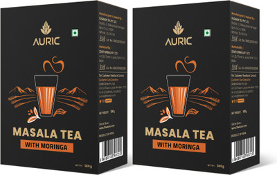Auric Kadak Moringa Masala Tea - Black Tea from Assam & Darjeeling with 7 Real Spices Spices Masala Tea Box(2 x 0.5 kg)