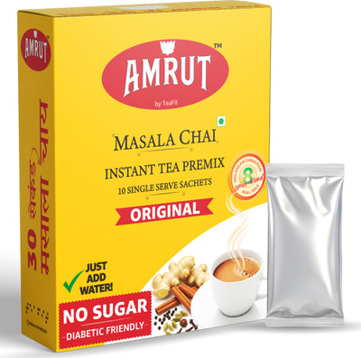 Amrut Masala Instant Tea Premix - No Sugar | Instant Desi Masala Chai | Just Add Water Spices Masala Tea Box(80 g)