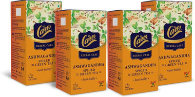CARE Ashwagandha Spiced Herbal Green Tea | Pack of 100 Tea Bags_8 Black Pepper, Cardamom, Cinnamon, Cloves, Ginger, Tulsi Green Tea Bags Box(8 x 25 Bags)