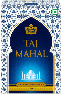 Taj Mahal Rich & Flavourful Tea 100 g - Rich and Flavourful Chai - Premium Leaf Tea Unflavoured Black Tea Box(100 g)