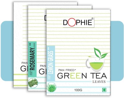 dophie Green tea (Pack of-3) Lemongrass green tea,Rosemary green tea,Natural green tea Herbs, Lemon Grass, Unflavoured Green Tea Pouch(3 x 100 g)