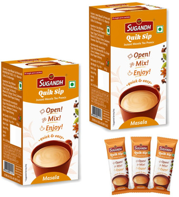 Sugandh Quik Sip Instant Masala Chai-Single Serve Sachets-2 Boxes of 10 Sachets each Instant Tea Box(2 x 70 g)