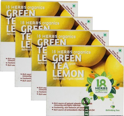 18 Herbs Organics Lemon Tea | 15 Tea Bags (Pack of 4) | Chemical Free, freshness, Immunity Booster Lemon Green Tea Bags Box(4 x 15 Bags)