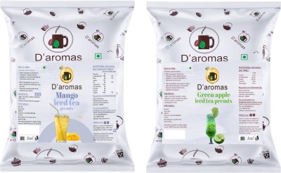 D'aromas GreenApple & Mango Ice Tea 1kg, Instant Premix Ice Tea Powder, Summer Drink Mango, Green Apple Iced Tea Pouch(2 x 0.5 kg)