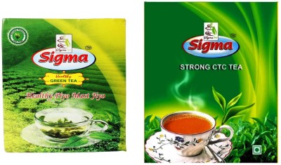 Sigma Fresh Green Tea and Strong CTC Tea Combo Pack Tea Box(2 x 575 g)