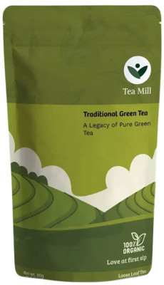 TEA MILL Traditional Green Tea Classic Loose Leaf Wellness Green Tea Pouch(60 g)