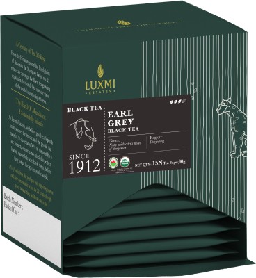 Luxmi Tea Luxmi Estates Garo Hills Organic Earl Grey Black Tea 15 Tea Bags (30gm) Pack Black Tea Bags Box(15 Bags)