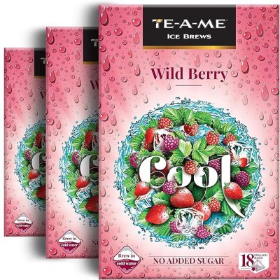 TE-A-ME Wild Berry Iced Infusion Tea, 54 Pyramid Tea Bags Strong and Highly Flavourful Raspberry, Strawberry, Rose, Marigold, Hibiscus Iced Tea Bags Box(3 x 18 Bags)